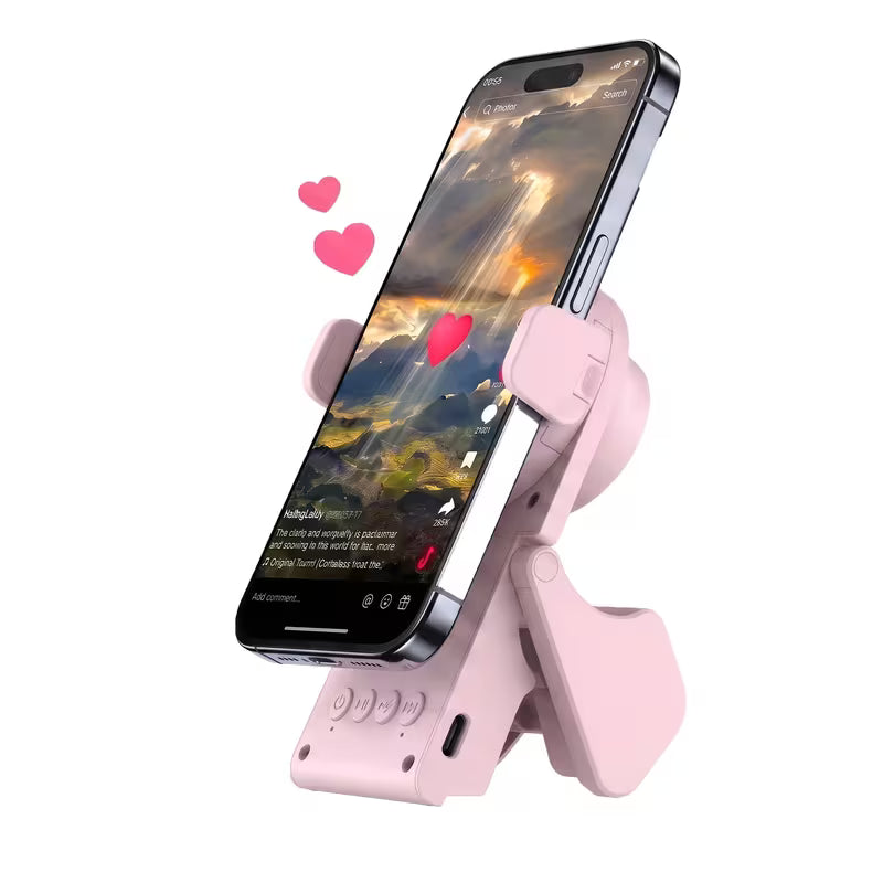 Remote Control for TikTok Scrolling with Smartphone Holder stand with bluetooth speaker, Wireless Page Turner, Camera Shutter Video Recording for IOS Android, Phone Selfie Accessory, Gifts for Men Women