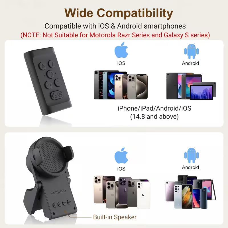 Remote Control for TikTok Scrolling with Smartphone Holder stand with bluetooth speaker, Wireless Page Turner, Camera Shutter Video Recording for IOS Android, Phone Selfie Accessory, Gifts for Men Women
