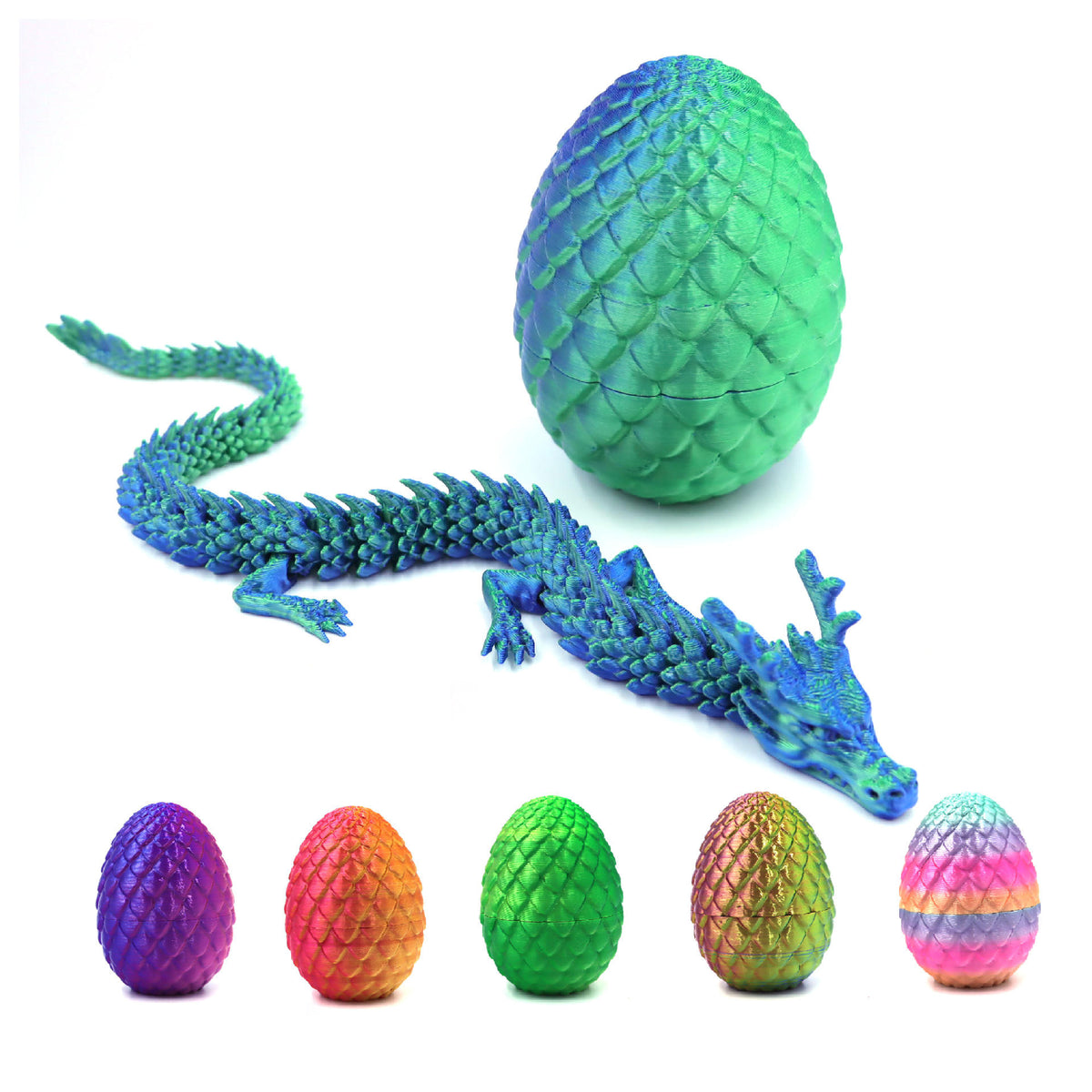 3D Printed Articulated Chinese Dragon Mystery Egg Fidget Toy