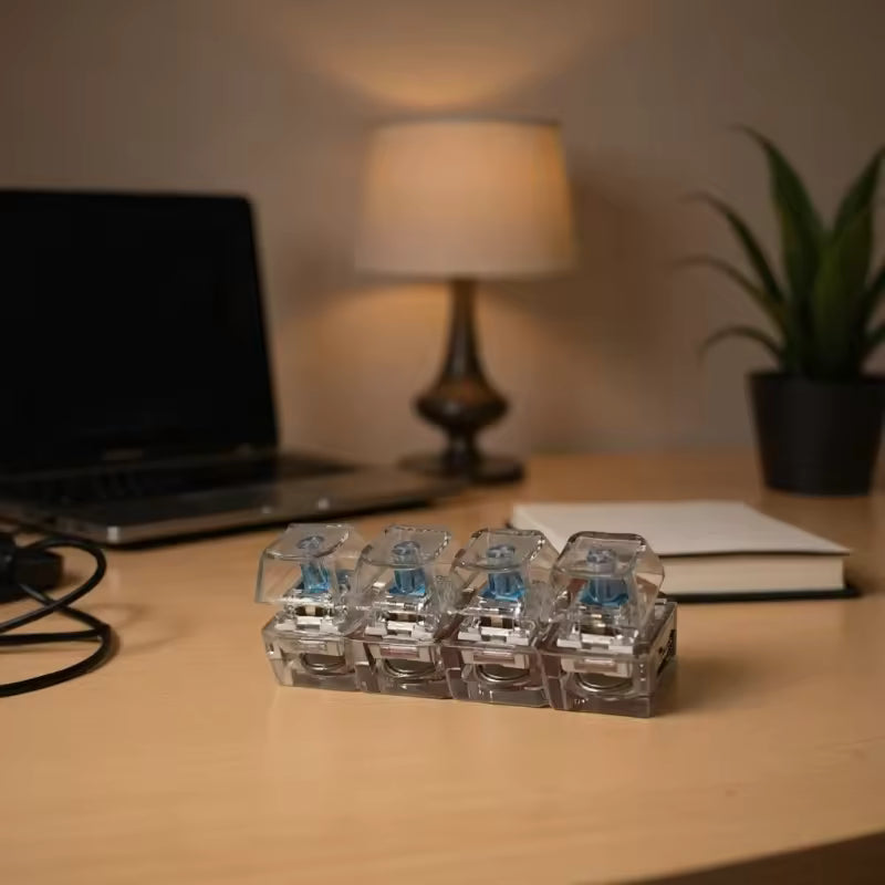 Hot Selling Luminous Keyboard Clicker Keychain 4-Key Fidget Toy Stress Relief LED Pendant for Office Desk Decoration