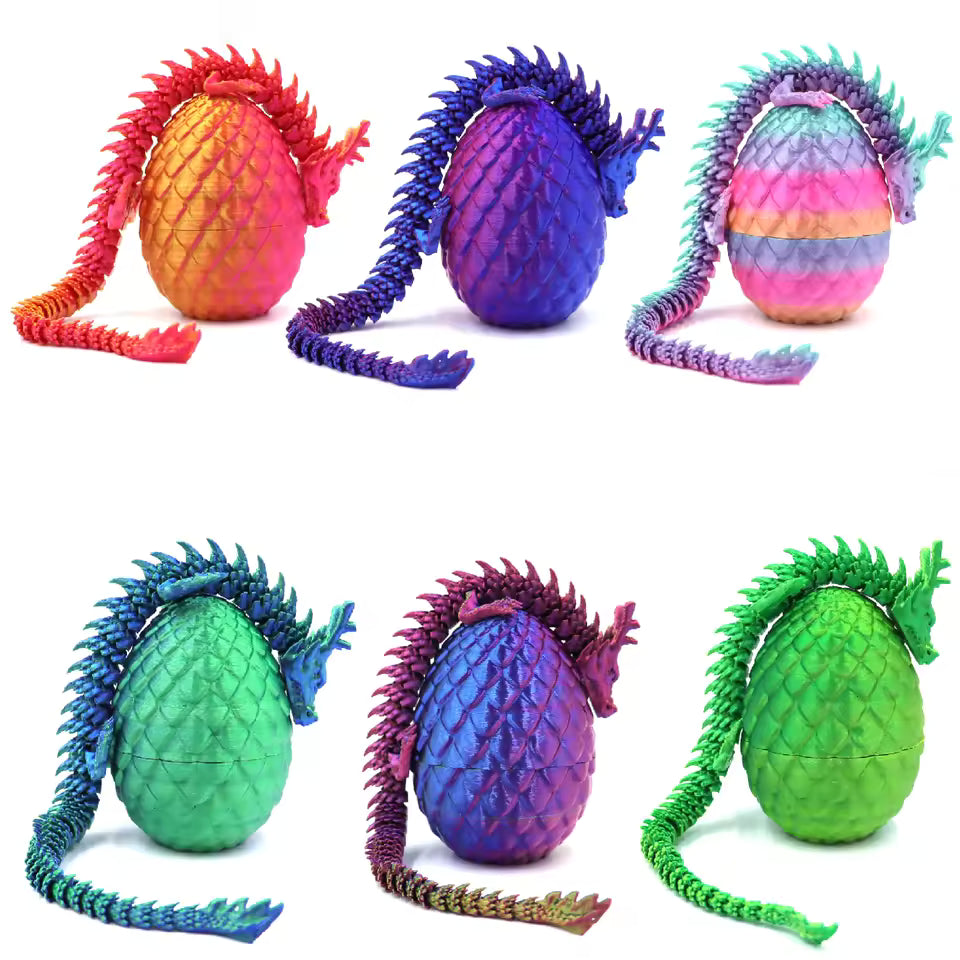 3D Printed Articulated Chinese Dragon Mystery Egg Fidget Toy
