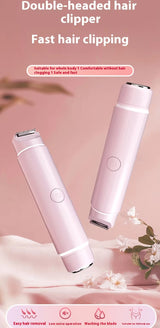 2-in-1 Women's Electric Body Shaver Dual Head Bikini Trimmer IPX6 Waterproof Full Body Armpit Hair Remover Rechargeable Razor