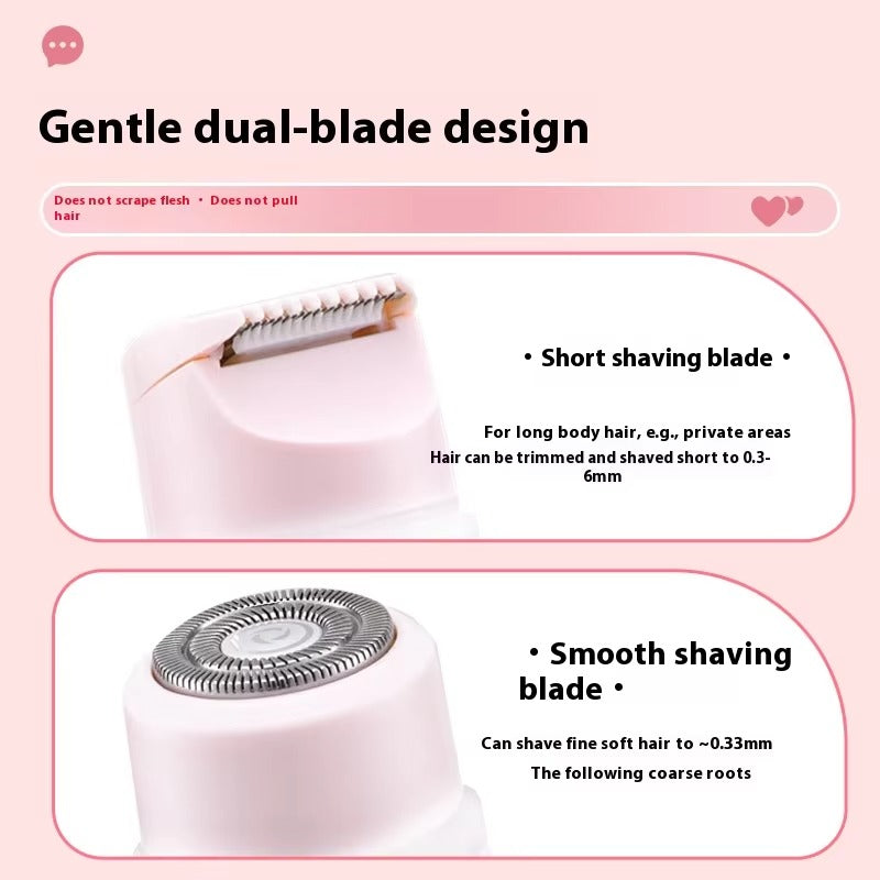 2-in-1 Women's Electric Body Shaver Dual Head Bikini Trimmer IPX6 Waterproof Full Body Armpit Hair Remover Rechargeable Razor