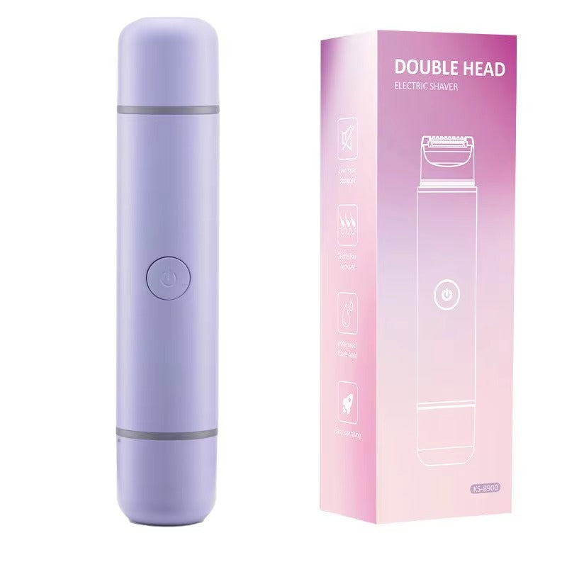 2-in-1 Women's Electric Body Shaver Dual Head Bikini Trimmer IPX6 Waterproof Full Body Armpit Hair Remover Rechargeable Razor